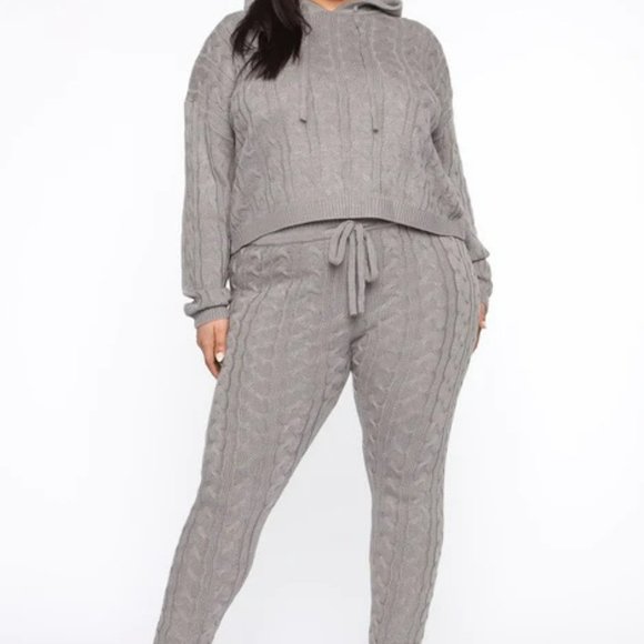 Can You Knit It Sweater Set - Color: Heather Grey, Size: 1X - Picture 4 of 13